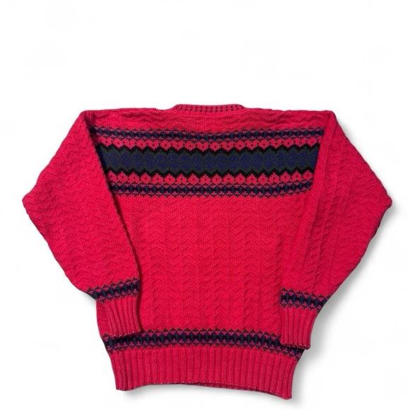 Vintage Eastern Mountain Sports EMS fair isle heavy sweater red L mens made USA - Picture 7 of 7